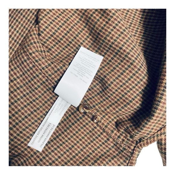 J.Crew Slim Fit Houndstooth Button-Up Shirt Cashmere Blend Brown Men’s Size S - Picture 8 of 11